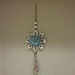 Blue and White Floral Wall Hanging Decor